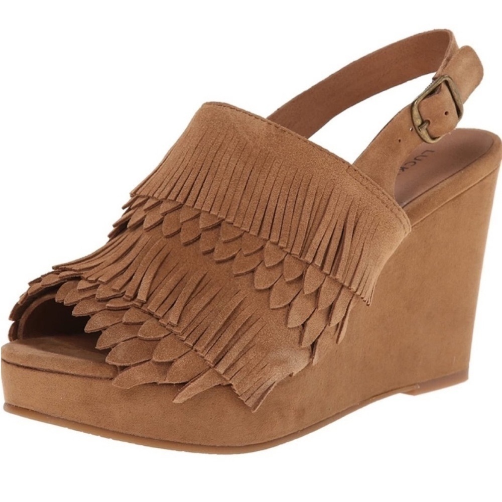 LUCKY BRAND Jeena Fringe Suede Wedges